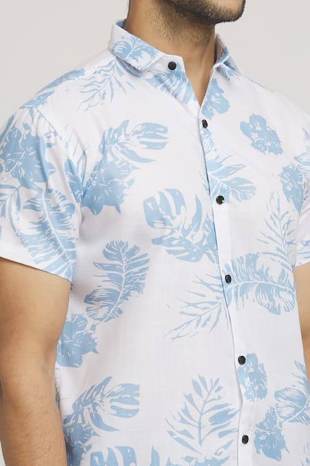 Shop_Arihant Rai Sinha_White Cotton Autumn Print Shirt _Online_at_Aza_Fashions