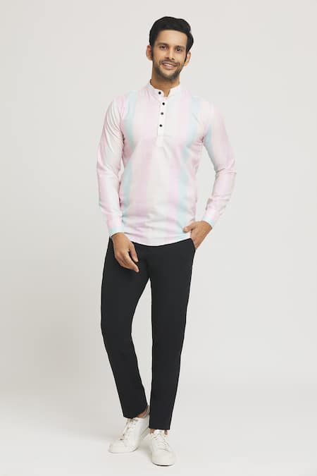 Arihant Rai Sinha Faded Stripe Pattern Shirt 