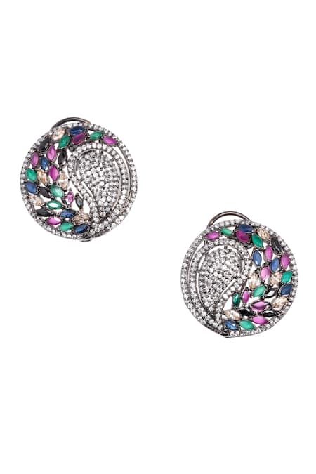 Nayaab By Sonia Forest Mossy Stone Encrusted Earrings 