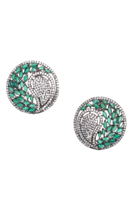 Nayaab By Sonia Forest Glow Stone Encrusted Studs 