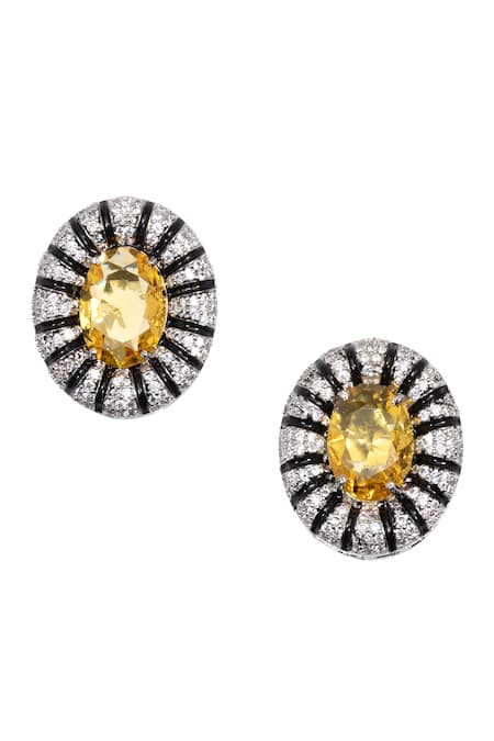 Nayaab by Sonia Citrine Aura Stone Encrusted Studs 