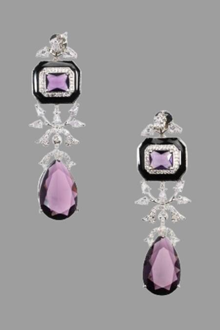Buy Nayaab By Sonia Silver Plated Stones Amethyst Cascade Dangler Earrings Online at Aza Fashions Buy_Nayaab By Sonia_Silver Plated Stones Amethyst Cascade Dangler Earrings _Online_at_Aza_Fashions
