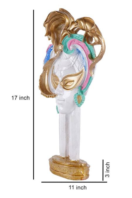 The White Ink Decor_White Poly Resin Masquerade Carved Showpiece_Online_at_Aza_Fashions