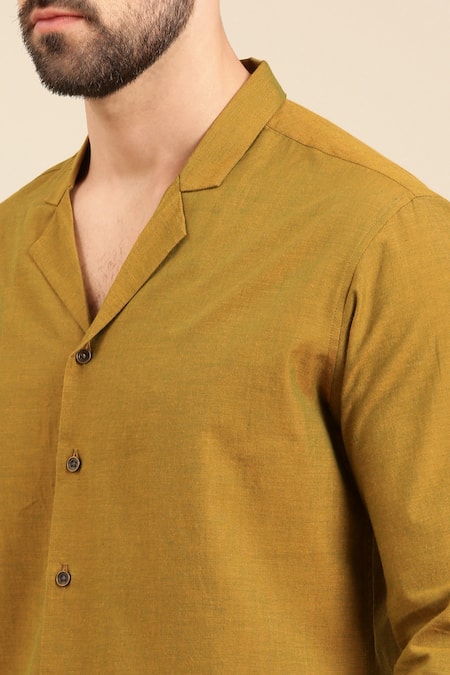 Buy Mayank Modi - Men Green Cotton Solid Straight Shirt For Kids Online at Aza Fashions Buy_Mayank Modi - Men_Green Cotton Solid Straight Shirt For Kids_Online_at_Aza_Fashions