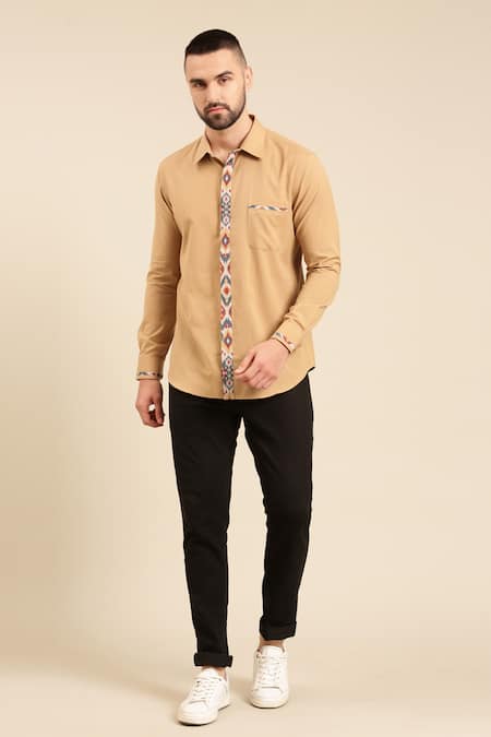 Mayank Modi - Men Geometric Print Placket Shirt 