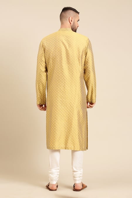 Mayank Modi - Men Woven Geometric Butti Kurta With Churidar 