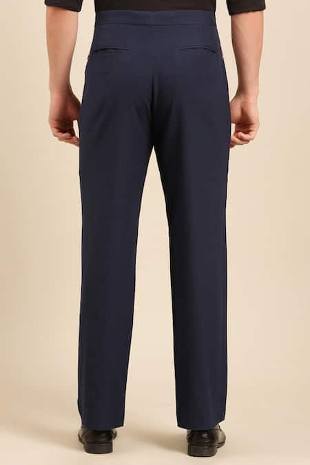 Mayank Modi - Men Straight Solid Pant 