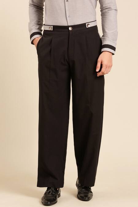 Mayank Modi - Men Black Cotton Solid Pant Online at Aza Fashions Mayank Modi - Men_Black Cotton Solid Pant _Online_at_Aza_Fashions