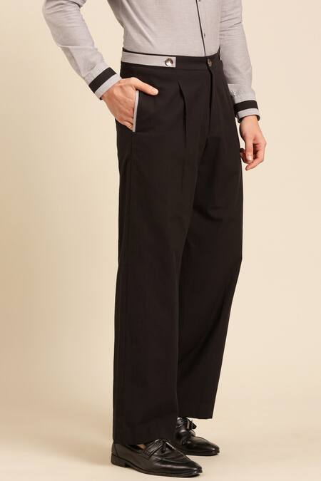 Shop Mayank Modi - Men Black Cotton Solid Pant Online at Aza Fashions Shop_Mayank Modi - Men_Black Cotton Solid Pant _Online_at_Aza_Fashions