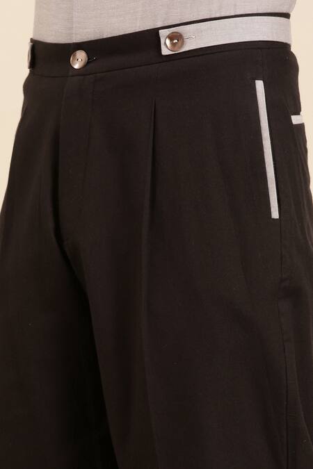 Mayank Modi - Men Black Cotton Solid Pant at Aza Fashions Mayank Modi - Men_Black Cotton Solid Pant _at_Aza_Fashions