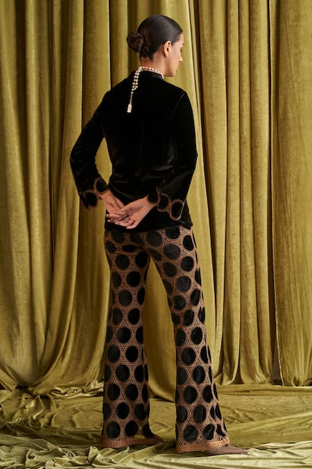 Qala Clothing Anya Velvet Top With Embroidered Pant 