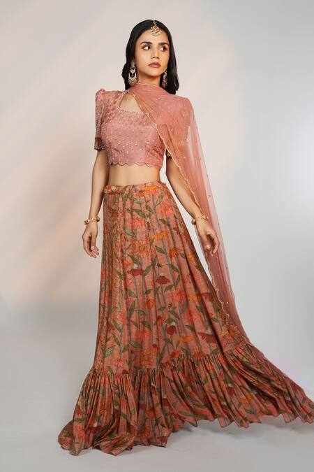 Anu Pellakuru Zardosi Hand Embroidered Blouse Lehenga Set 