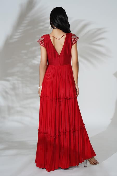 Anu Pellakuru Zardosi Hand Embroidered Flared Gown 