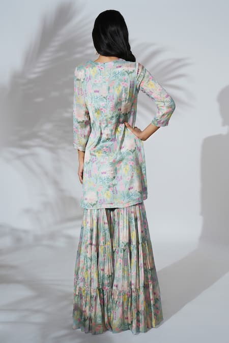 Anu Pellakuru Floral Print Kurta & Sharara Set 