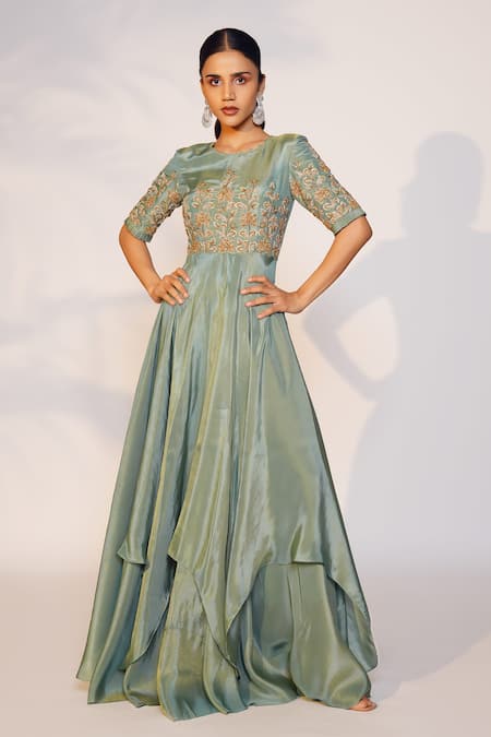 Art Silk Fabric Sea Green Color Anarkali Suit With Ingenious Embroider |  Party wear anarkali dress, Anarkali suit, Flared gown
