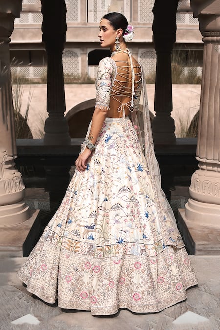 Matsya Shikargah Resham Embroidered Bridal Lehenga Set 