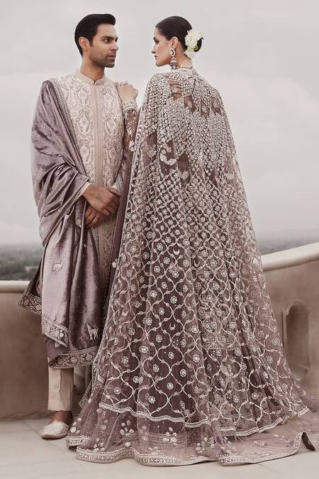 Buy Matsya Brown Velvet Hand Embroidered Dori British Wild Masai Lehenga Set Online at Aza Fashions Buy_Matsya_Brown Velvet Hand Embroidered Dori British Wild Masai Lehenga Set _Online_at_Aza_Fashions