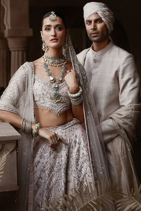 Matsya Pink Raw Silk Hand Royal Masai Holy Trinity Bridal Lehenga Set at Aza Fashions Matsya_Pink Raw Silk Hand Royal Masai Holy Trinity Bridal Lehenga Set _at_Aza_Fashions