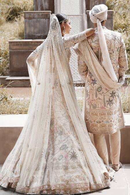 Matsya Off White Lehenga And Blouse Vintage Udaibagh Shikargah Bridal Set Online at Aza Fashions Matsya_Off White Lehenga And Blouse Vintage Udaibagh Shikargah Bridal Set _Online_at_Aza_Fashions