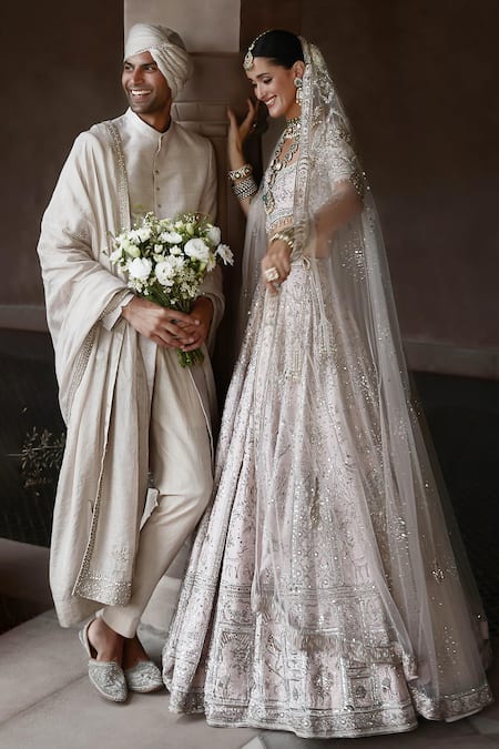 Shop Matsya Off White Raw Silk Hand Embroidered Needle Sherwani Set With Stole at Aza Fashions Shop_Matsya_Off White Raw Silk Hand Embroidered Needle Sherwani Set With Stole _at_Aza_Fashions