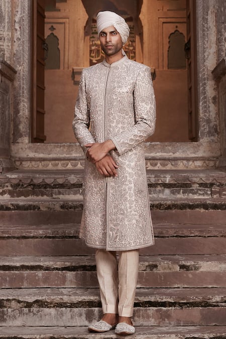 MATSYA Vintage Needle Nandigram Embroidered Sherwani Set 