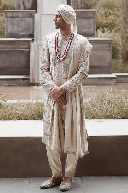 MATSYA Udaibagh Shikargah Resham Embroidered Sherwani Set 