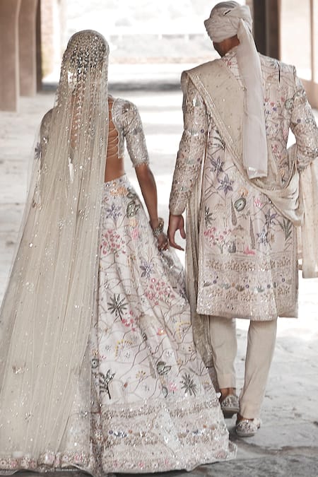 Matsya Udaibagh Shikargah Resham Embroidered Sherwani Set 