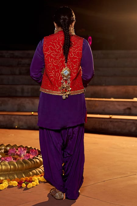 Nimbu Mirchi Zari Embroidered Jacket Harem Pant Set 