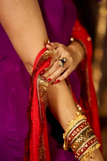 Nimbu Mirchi_Purple Crepe Zari, Sequins Scoop Neck Sleeveless Kurta Asymmetric Sharara Set _at_Aza_Fashions