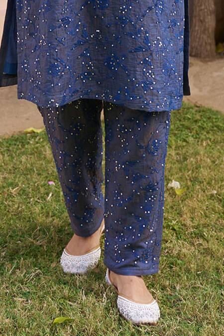 Buy Naaz By Noor Blue Chanderi Sequins, Embroidery Square Neck Floral Kurta And Pant Set Online at Aza Fashions Buy_Naaz By Noor_Blue Chanderi Sequins, Embroidery Square Neck Floral Kurta And Pant Set _Online_at_Aza_Fashions