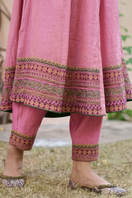 Shop_Naaz By Noor_Purple Tissue, Chanderi, Organza Gota Patti, Floral Yoke Anarkali Set _Online_at_Aza_Fashions