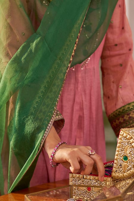 Buy_Naaz By Noor_Purple Tissue, Chanderi, Organza Gota Patti, Floral Yoke Anarkali Set 