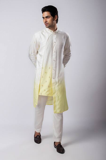 Smriti By Anju Agarwal Multi Color Silk, Cotton, Linen, Satin Ahren Nehru Jacket And Icarus Kurta Set Online at Aza Fashions Smriti By Anju Agarwal_Multi Color Silk, Cotton, Linen, Satin Ahren Nehru Jacket And Icarus Kurta Set _Online_at_Aza_Fashions