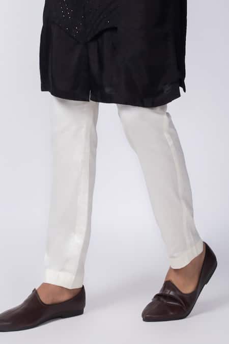 Buy_Smriti By Anju Agarwal_Black Silk, Cotton Cut Work Orion Hand Embroidered Kurta And Pant Pyjama Set _Online_at_Aza_Fashions