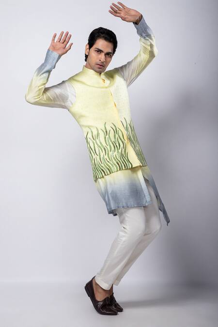 Buy Smriti By Anju Agarwal Multi Color Linen, Satin Sequins, Embroidery Hand Nehru Jacket Online at Aza Fashions Buy_Smriti By Anju Agarwal_Multi Color Linen, Satin Sequins, Embroidery Hand Nehru Jacket _Online_at_Aza_Fashions