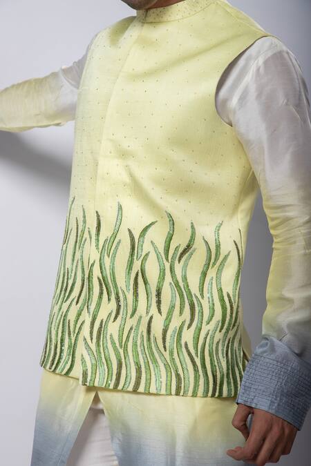 Shop Smriti By Anju Agarwal Multi Color Linen, Satin Sequins, Embroidery Hand Nehru Jacket Online at Aza Fashions Shop_Smriti By Anju Agarwal_Multi Color Linen, Satin Sequins, Embroidery Hand Nehru Jacket _Online_at_Aza_Fashions