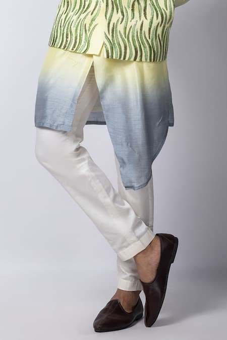 Smriti By Anju Agarwal_Multi Color Silk, Linen, Satin, Cotton Atharva Nehru Jacket And Vibhor Kurta Set _Online_at_Aza_Fashions