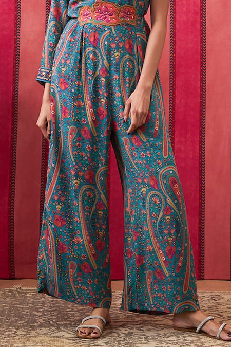 Soup By Sougat Paul Blue Crepe Embroidery One Shoulder Qala Embellished Jumpsuit With Belt Online at Aza Fashions Soup By Sougat Paul_Blue Crepe Embroidery One Shoulder Qala Embellished Jumpsuit With Belt _Online_at_Aza_Fashions