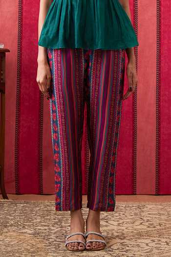 Buy_Soup By Sougat Paul_Green Chanderi Silk Sequins, Beads, Embroidery Qala Peplum Top And Pant Set _Online_at_Aza_Fashions