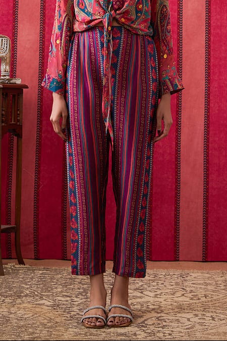 Buy Soup By Sougat Paul Multi Color Crepe, Silk Sequins Collared Qala Embellished Shirt And Pant Set Online at Aza Fashions Buy_Soup By Sougat Paul_Multi Color Crepe, Silk Sequins Collared Qala Embellished Shirt And Pant Set _Online_at_Aza_Fashions