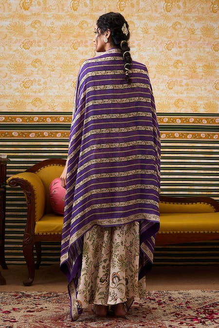 Soup By Sougat Paul Jasmine Bloom Print Cape Flared Pant Set 