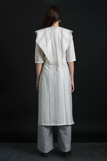 Shop Orcr Black Cotton Embroidery Mini Temple Arc Work Long Jacket With Loop Print Pant at Aza Fashions Shop_Orcr_Black Cotton Embroidery Mini Temple Arc Work Long Jacket With Loop Print Pant _at_Aza_Fashions