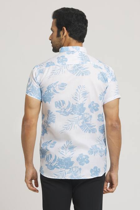 Shop_Arihant Rai Sinha_White Cotton Autumn Print Shirt _at_Aza_Fashions