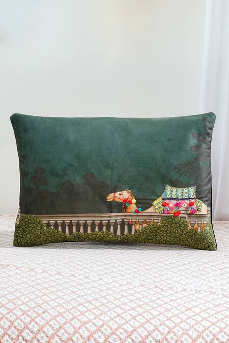 Buy Mid July Home Green Premium Velvet Embroidery, Printed Royal Opulence Cushion Cover Set Buy_Mid July Home_Green Premium Velvet Embroidery, Printed Royal Opulence Cushion Cover Set