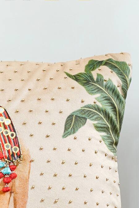 Shop Mid July Home Green Premium Velvet Embroidery, Printed Royal Opulence Cushion Cover Set Shop_Mid July Home_Green Premium Velvet Embroidery, Printed Royal Opulence Cushion Cover Set