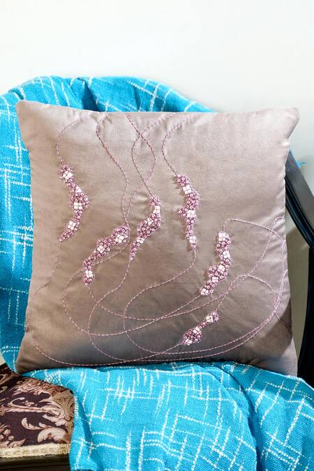 Buy Mid July Home Brown Premium Velvet Embroidery Memory Maze Cushion Cover 4 Pcs Set Online at Aza Fashions Buy_Mid July Home_Brown Premium Velvet Embroidery Memory Maze Cushion Cover 4 Pcs Set_Online_at_Aza_Fashions