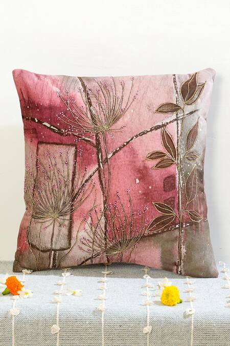 Buy_Mid July Home_Pink Premium Velvet Elysium Dreamscape Abstract Pattern Cushion Cover 5 Pcs Set_Online_at_Aza_Fashions