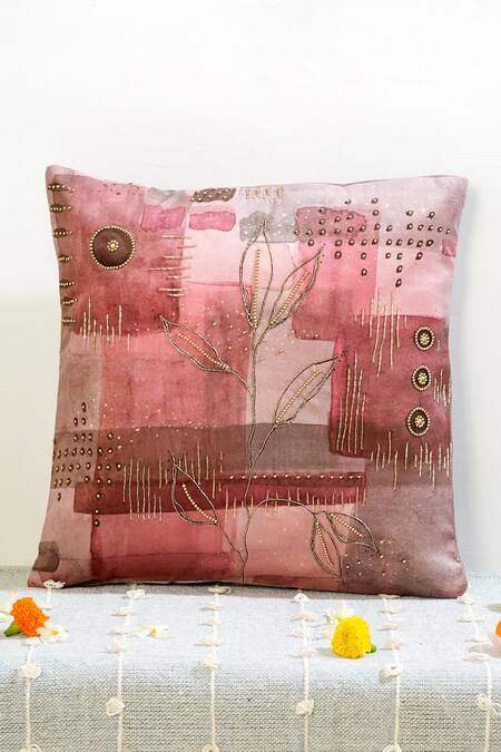 Mid July Home_Pink Premium Velvet Elysium Dreamscape Abstract Pattern Cushion Cover 5 Pcs Set_at_Aza_Fashions