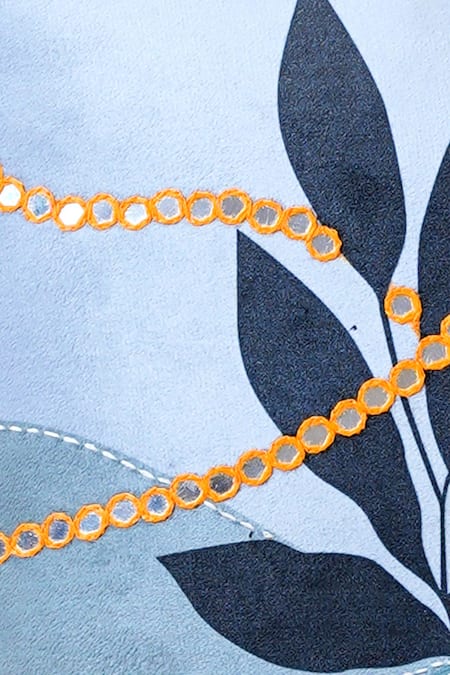 Mid July Home_Blue Premium Velvet Embroidery, Harmony Of Elements Cushion Cover 5 Pcs Set_Online_at_Aza_Fashions