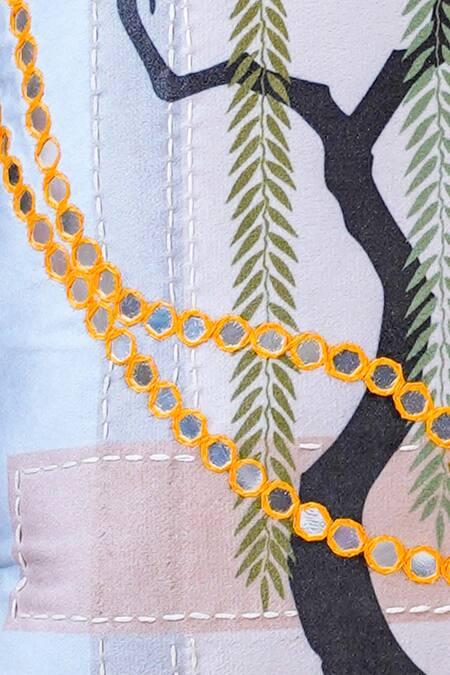 Shop_Mid July Home_Blue Premium Velvet Embroidery, Harmony Of Elements Cushion Cover 5 Pcs Set